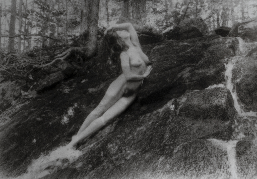 “Kelsey, Falls Figure” © David Aimone. Approx. 7.5” x 10.5" handcrafted bromoil print on Ilford MG Classic. Signed single edition print offered by GALLERY5X7 at $375.