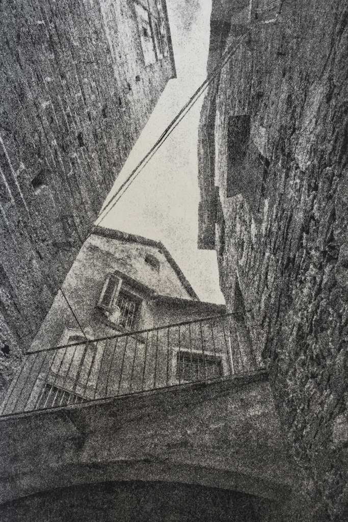 “Orta San Guilio” © David Aimone. Approx. 8” x 12" handcrafted gum oil print on Arches Platine paper. Signed single edition print offered by GALLERY5X7 at $350.