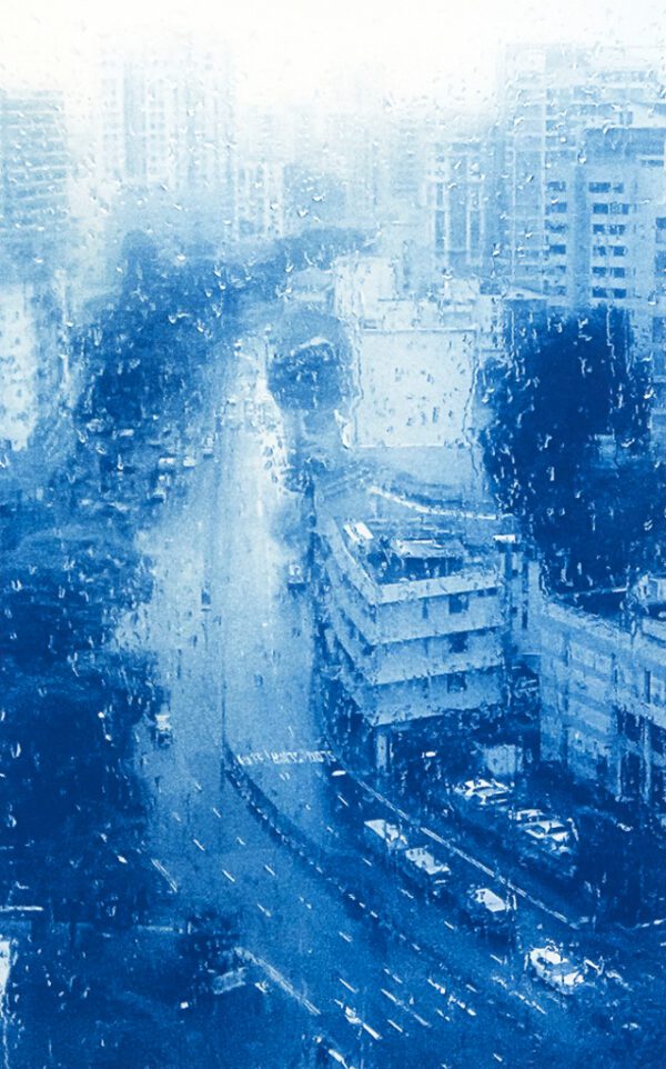 “Abundance” © Richard Kynast. “Overlooking Singapore Main Street in the rain.” Approx 17 x 25cm / 6.5x10” on 11x14” on Bergger COT320. B&W handcrafted alternative process photograph (original traditional formula cyanotype from a digital negative). Print is signed and numbered 3/10, offered by GALLERY5X7.