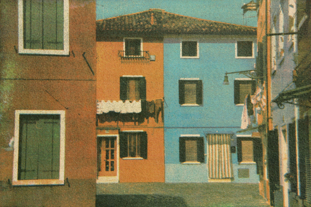 “City Of The Sun 1" © Anna Melnikova. From the series "City of the Sun" The Venetian Lagoon. Burano, Italy. Approx. 7x11" (18.5x27.5cm) handcrafted alternative process photograph (gum bichromate print, four natural-pigment color layers on Lana watercolor paper). GALLERY5X7 offers this original, signed print at $500.