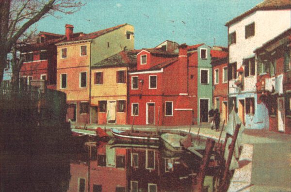 “City Of The Sun 3" © Anna Melnikova. From the series "City of the Sun" The Venetian Lagoon. Burano, Italy. Approx. 7x11" (18.5x27.5cm) handcrafted alternative process photograph (gum bichromate print, four natural-pigment color layers on Lana watercolor paper). GALLERY5X7 offers this original, signed print.