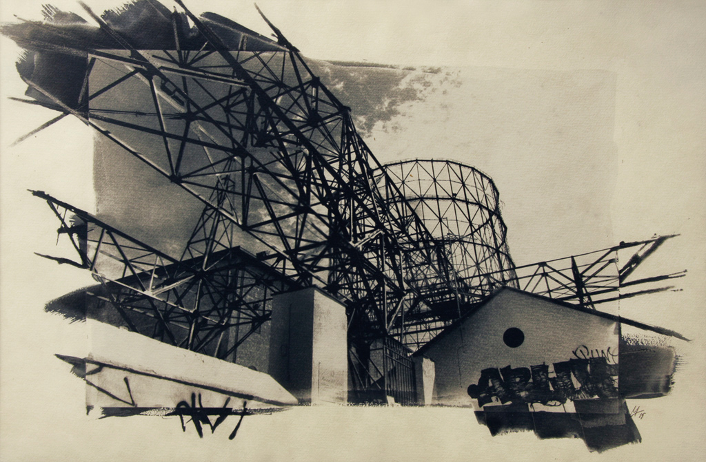 “Rome Ostiense" © Anna Melnikova. From triptych "Rome Ostiense" Rome, Italy. Approx. 16x24" (40x60cm) handcrafted alternative process photograph (original cyanotype print, double toning from a digital negative). GALLERY5X7 offers this original, signed print at $500.