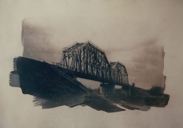 “The Last Bridge 1” © Anna Melnikova. Approx. 11x15" (28x38cm) handcrafted alternative process photograph (original cyanotype print, double toning on Fabriano Artistico paper from a digital negative). Offered by GALLERY5X7 as a single print and tryptich series.