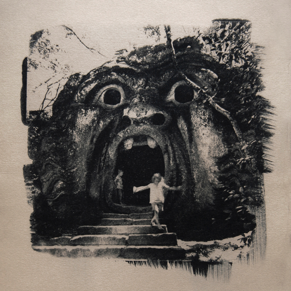 “The Sacro Bosco 1" © Anna Melnikova. From the series "The Sacro Bosco" Bomarzo, Italy. Approx. 10x10" (25x25cm) handcrafted alternative process photograph (original cyanotype print, double toning on Fabriano Artistico paper from a digital negative). GALLERY5X7 offers this original, signed print at $400.