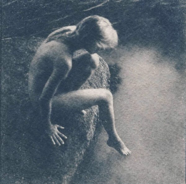 "Calypso" © Victor Senkov. "Calypso" is a part of the 2018 series “Nymphs and other Goddesses.” Approx. 5.1x5.1" (13x13cm) handcrafted alternative process photograph (cyanotype, toned). GALLERY5X7 offers this signed, numbered and stamped original artist print.