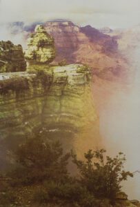 “Grand Canyon National Park" © Tom Wise. Fog uplift near Duck Rock at Grand Canyon National Park in Arizona. Approx. 14x21" (35.6x53.3cm) handcrafted alternative process photograph (gum bichromate over cyanotype). GALLERY5X7 offers this signed, original print.